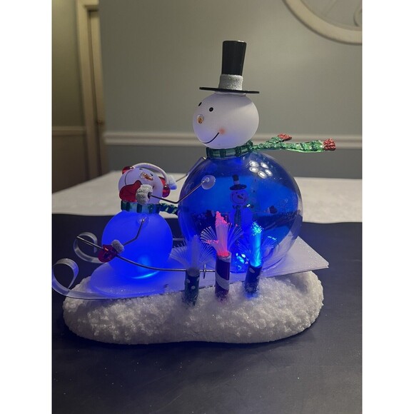 Acrylic Light Up Color Changing Snowman Sledding Christmas JCP JC Penney Tested - Picture 4 of 16